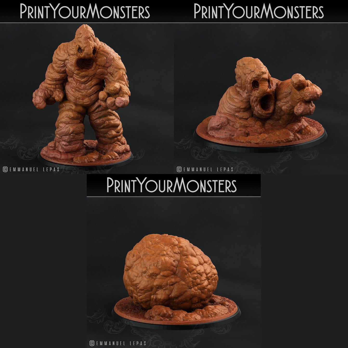 3D Printed Print Your Monsters Clay Golems - Total Golems 28mm - 32mm D&D Wargaming - 3D Printing Boss 