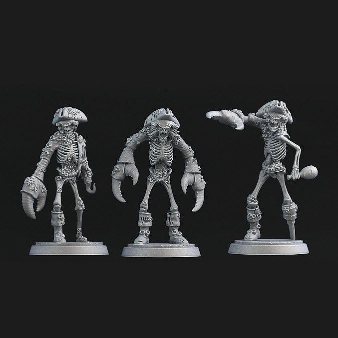 3D Printed Print Your Monsters Crab Pirate Set 28mm - 32mm D&D Wargaming - 3D Printing Boss 