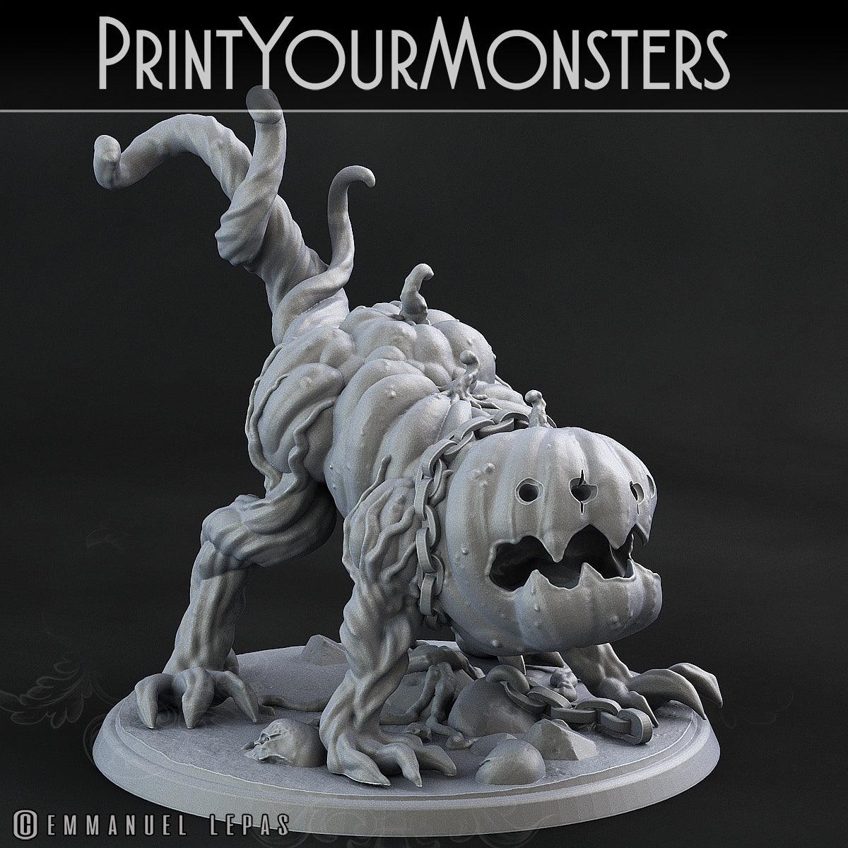 3D Printed Print Your Monsters Dangerous Pumpkin Dog 1 Attack Pack II 28mm - 32mm D&D Wargaming - 3D Printing Boss 
