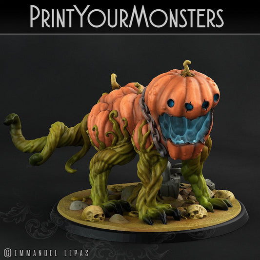 3D Printed Print Your Monsters Dangerous Pumpkin Dog 2 Attack Pack II 28mm - 32mm D&D Wargaming - 3D Printing Boss 