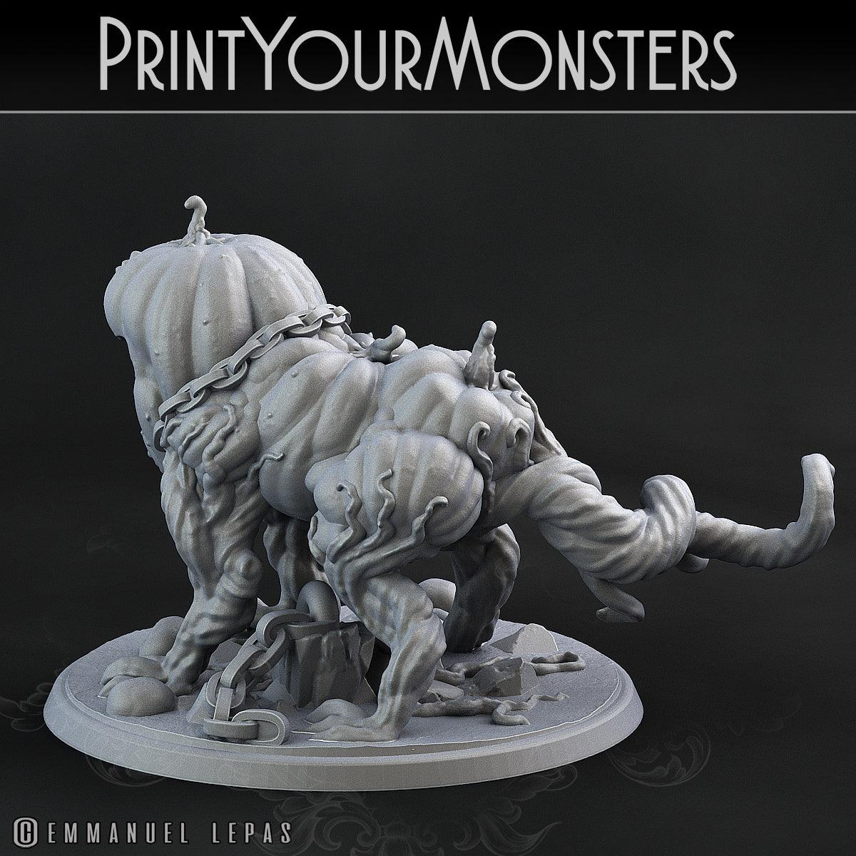 3D Printed Print Your Monsters Dangerous Pumpkin Dog 2 Attack Pack II 28mm - 32mm D&D Wargaming - 3D Printing Boss 