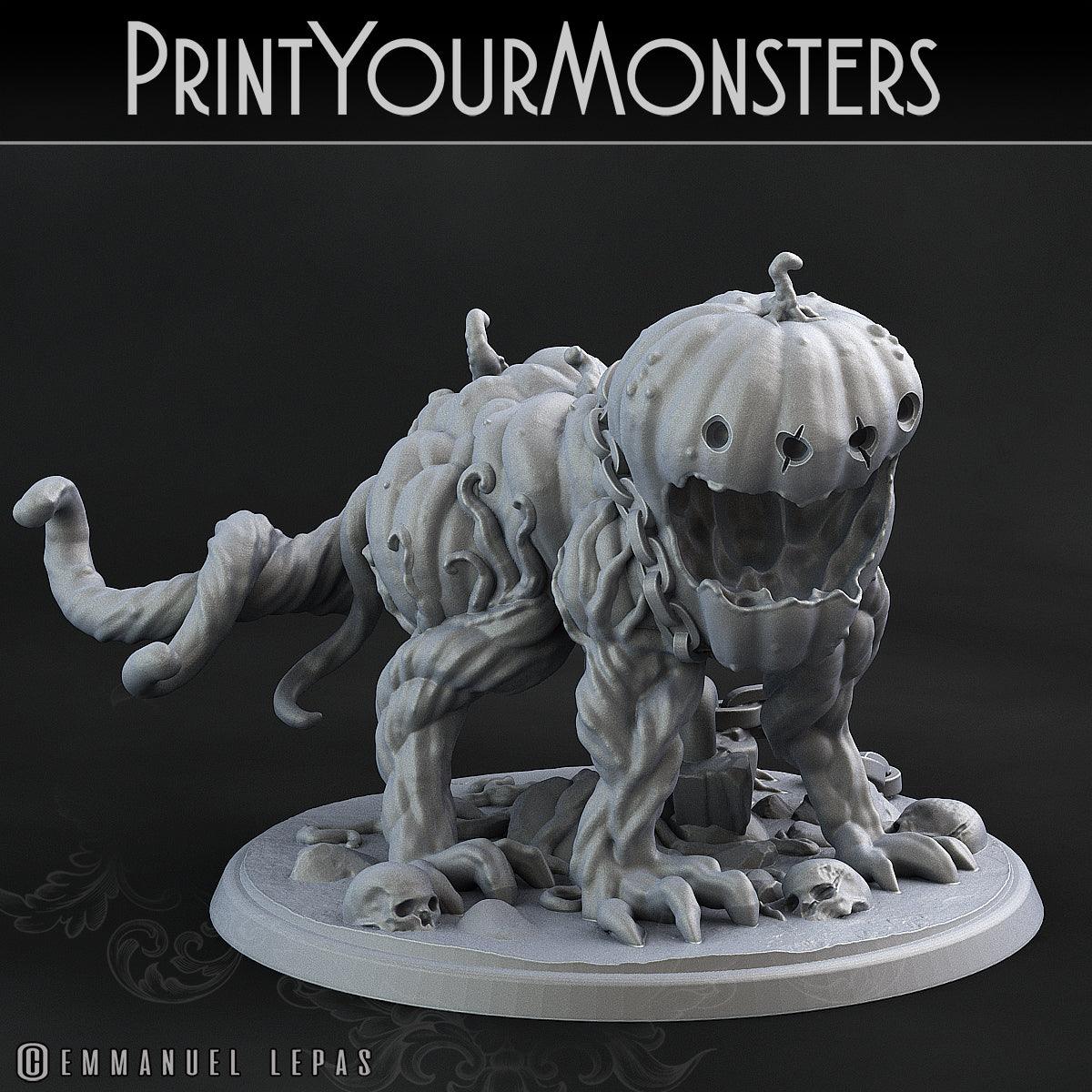 3D Printed Print Your Monsters Dangerous Pumpkin Dog 2 Attack Pack II 28mm - 32mm D&D Wargaming - 3D Printing Boss 