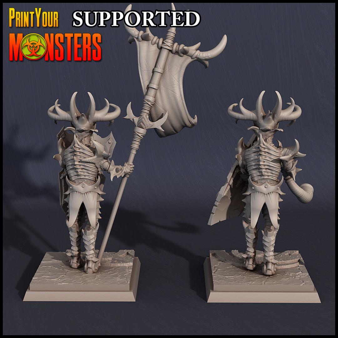 3D Printed Print Your Monsters Dark Elves Banner and Musician Set 28mm - 32mm D&D Wargaming - 3D Printing Boss 