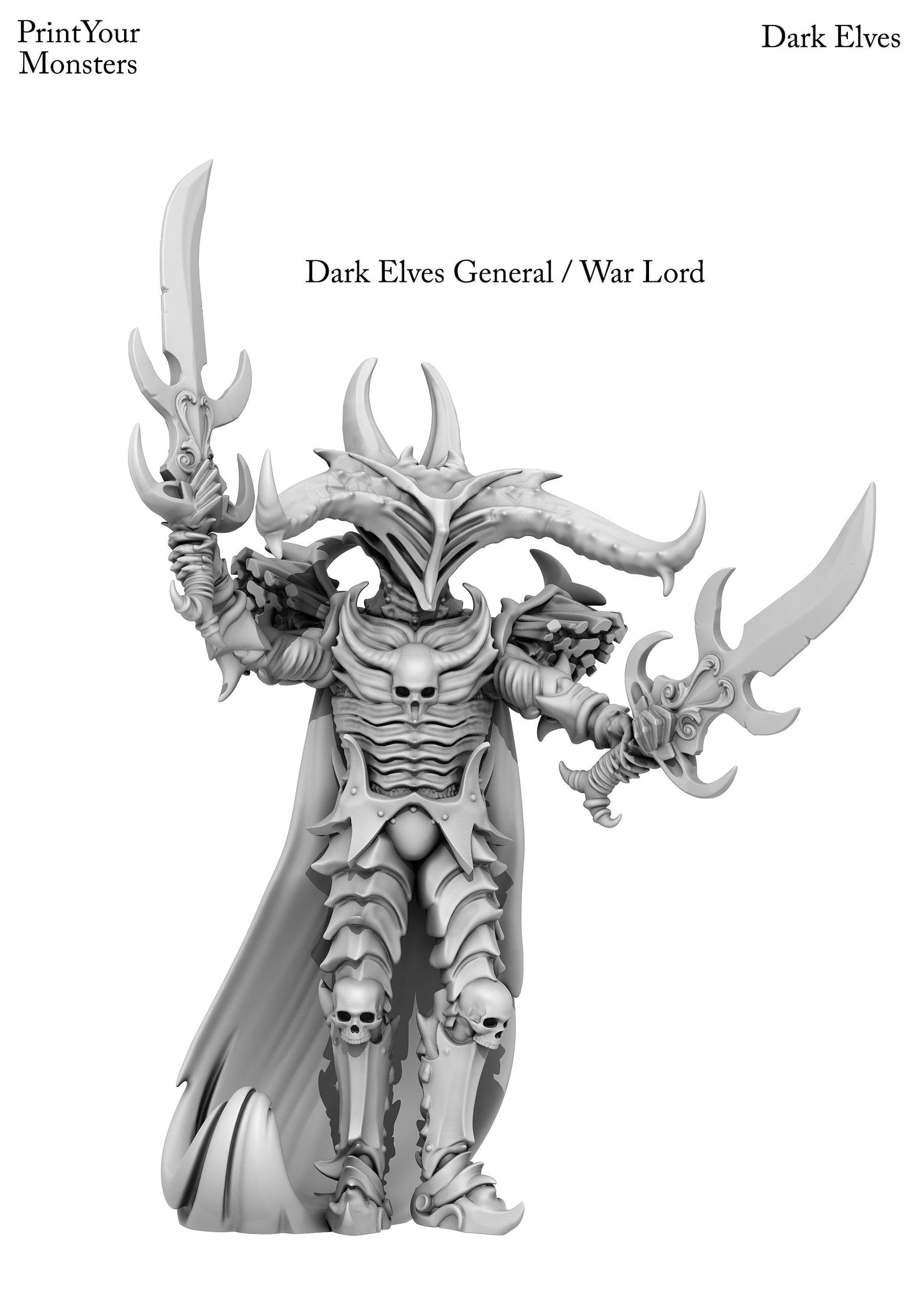 3D Printed Print Your Monsters Dark Elves Chariot and General Set 28mm - 32mm D&D Wargaming - 3D Printing Boss 