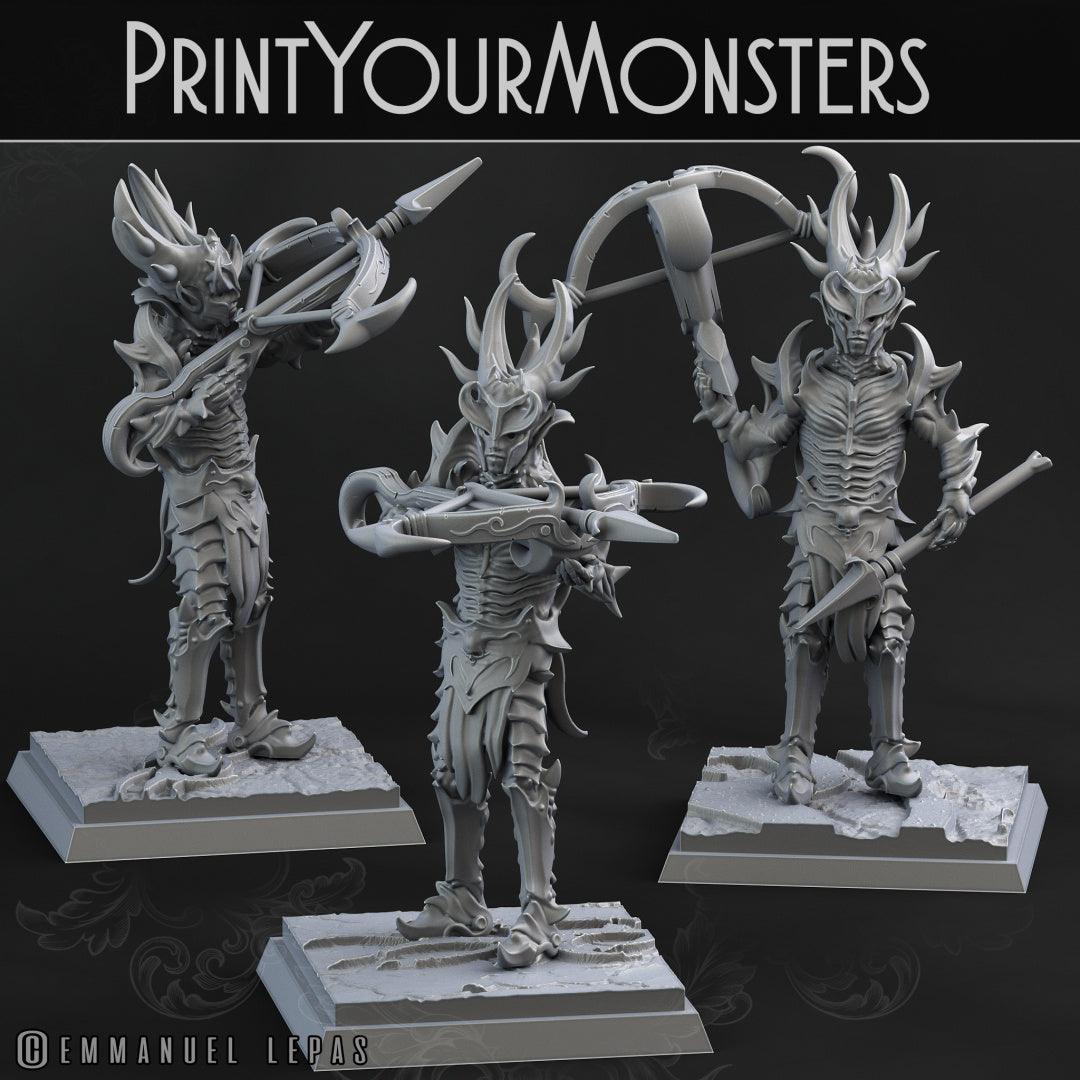 3D Printed Print Your Monsters Dark Elves Crossbowman Set 28mm - 32mm D&D Wargaming - 3D Printing Boss 