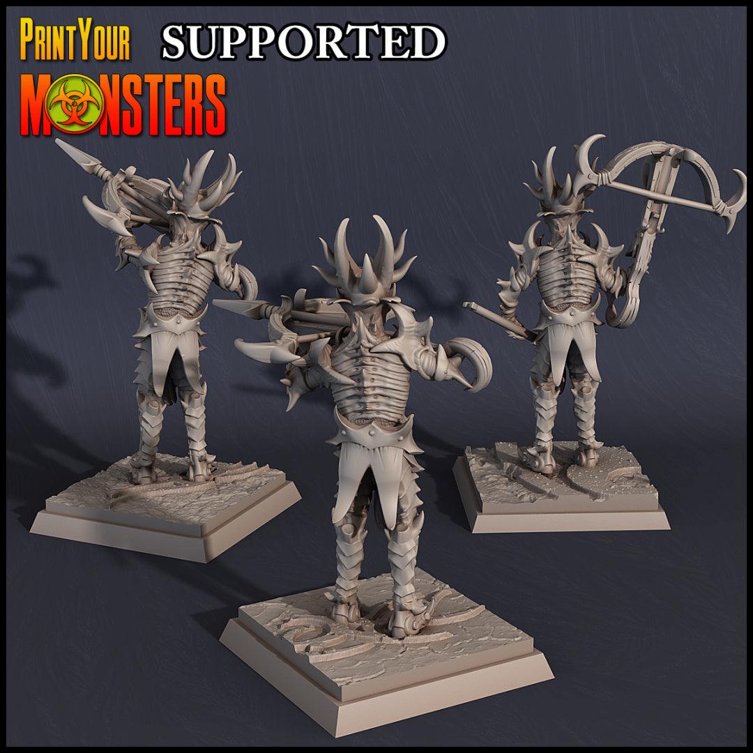 3D Printed Print Your Monsters Dark Elves Crossbowman Set 28mm - 32mm D&D Wargaming - 3D Printing Boss 