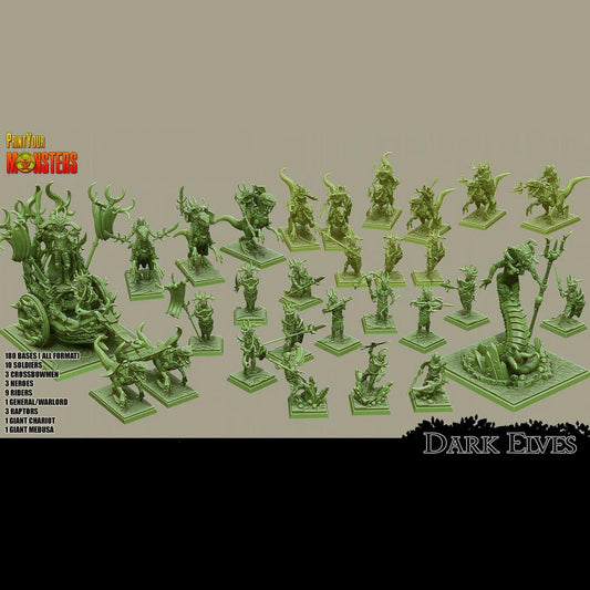 3D Printed Print Your Monsters Dark Elves Full Army Set 28mm - 32mm D&D Wargaming - 3D Printing Boss 