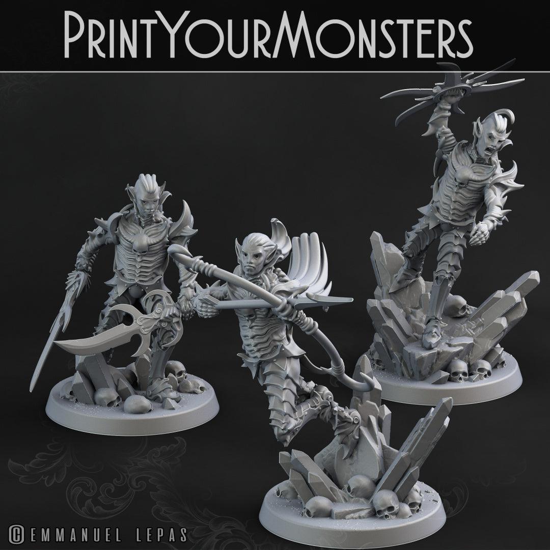 3D Printed Print Your Monsters Dark Elves Full Army Set 28mm - 32mm D&D Wargaming - 3D Printing Boss 