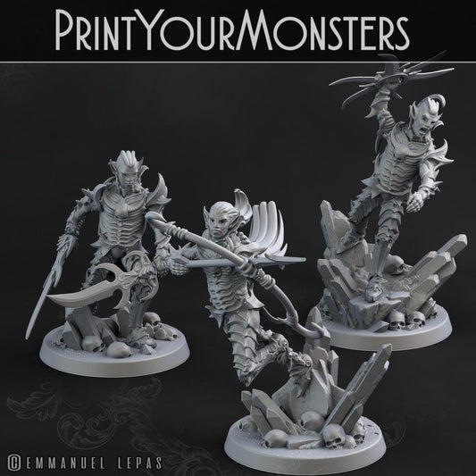 3D Printed Print Your Monsters Dark Elves Heroes Set 28mm - 32mm D&D Wargaming - 3D Printing Boss 