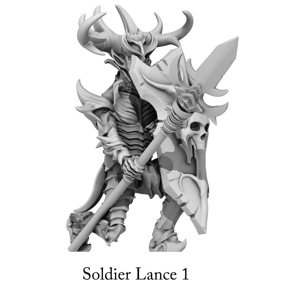 3D Printed Print Your Monsters Dark Elves Lance Soldiers Set 28mm - 32mm D&D Wargaming - 3D Printing Boss 