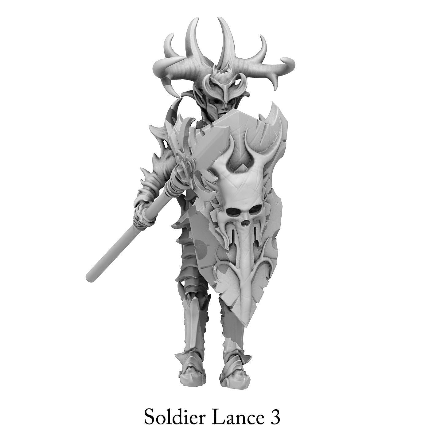 3D Printed Print Your Monsters Dark Elves Lance Soldiers Set 28mm - 32mm D&D Wargaming - 3D Printing Boss 