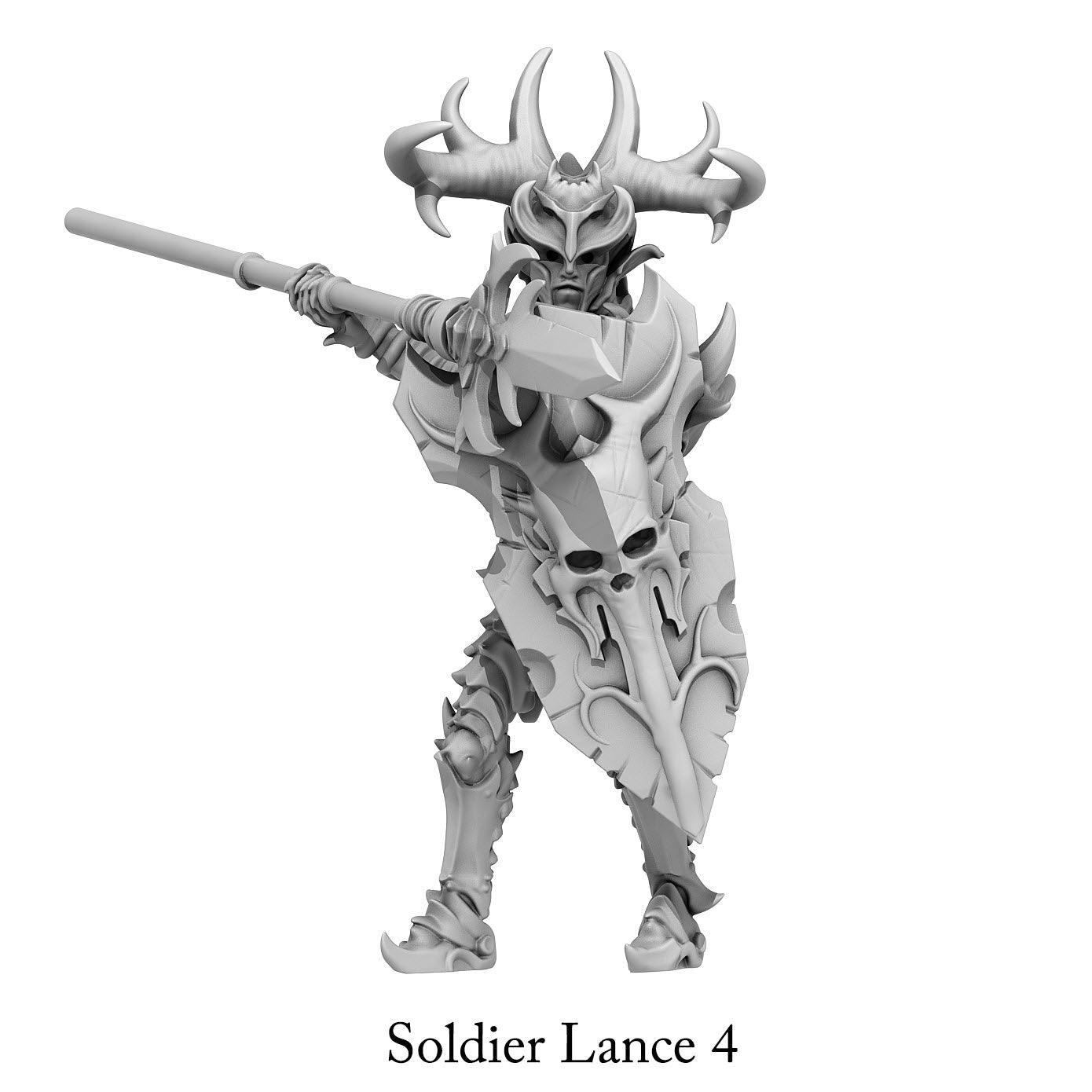 3D Printed Print Your Monsters Dark Elves Lance Soldiers Set 28mm - 32mm D&D Wargaming - 3D Printing Boss 