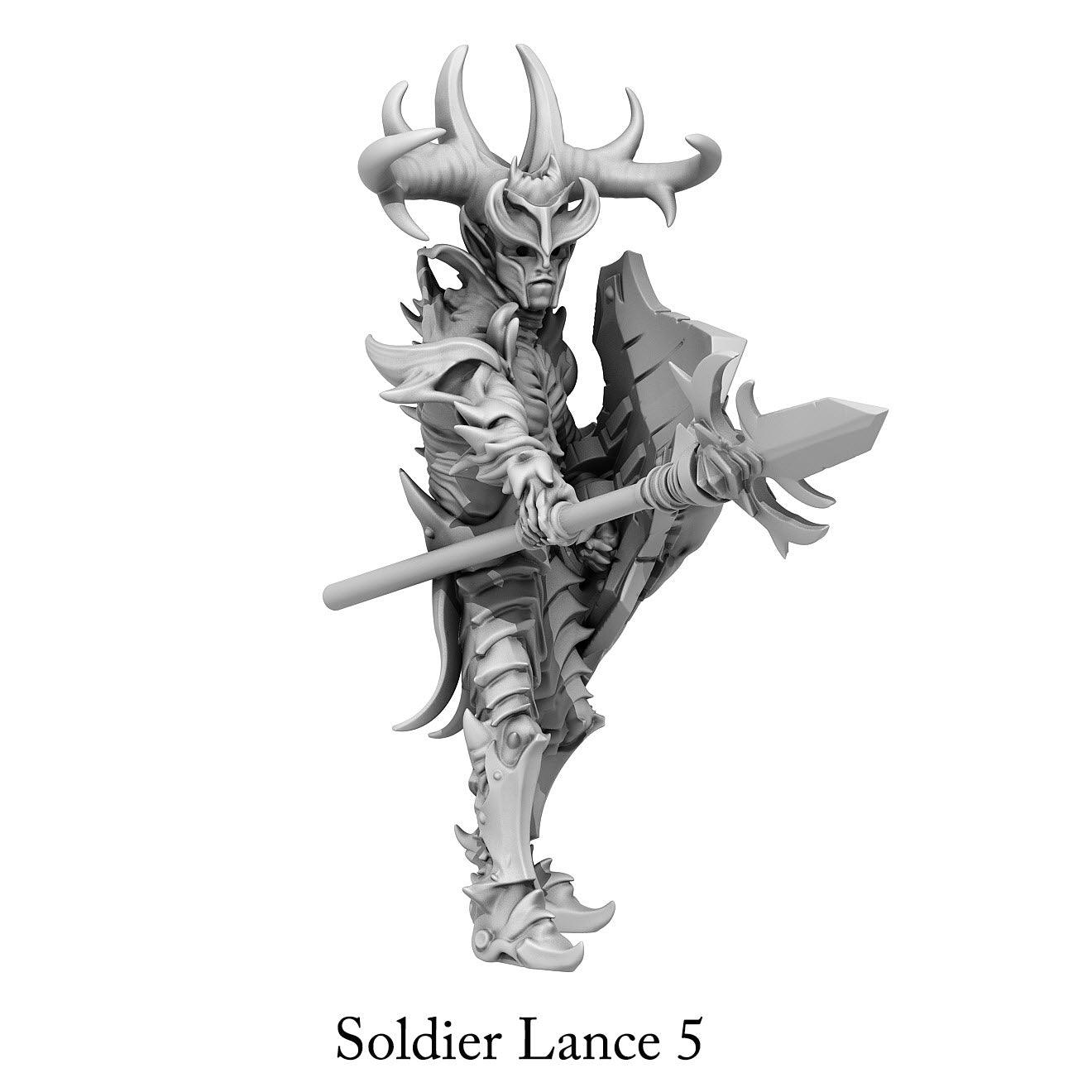 3D Printed Print Your Monsters Dark Elves Lance Soldiers Set 28mm - 32mm D&D Wargaming - 3D Printing Boss 