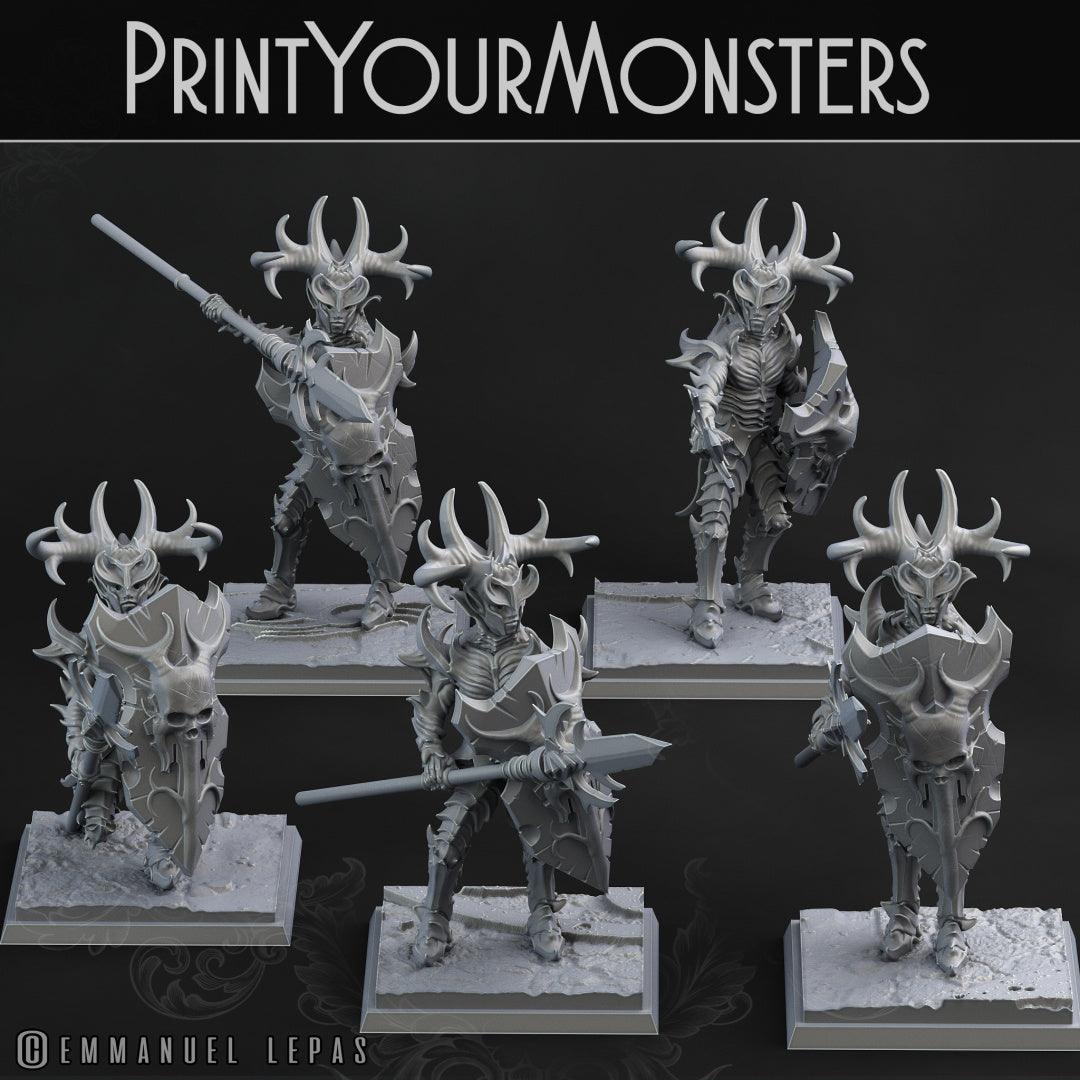 3D Printed Print Your Monsters Dark Elves Lance Soldiers Set 28mm - 32mm D&D Wargaming - 3D Printing Boss 