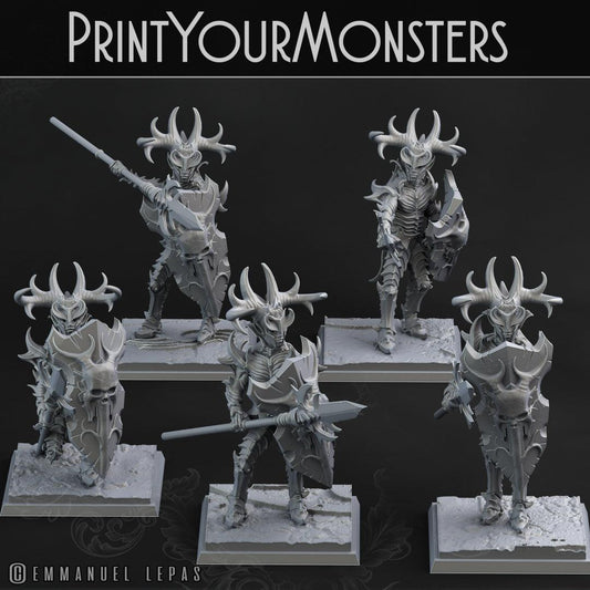 3D Printed Print Your Monsters Dark Elves Lance Soldiers Set 28mm - 32mm D&D Wargaming - 3D Printing Boss 