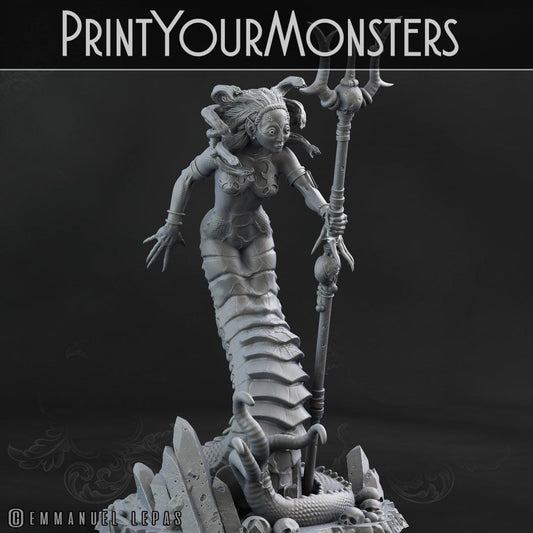 3D Printed Print Your Monsters Dark Elves Medusa 28mm - 32mm D&D Wargaming - 3D Printing Boss 
