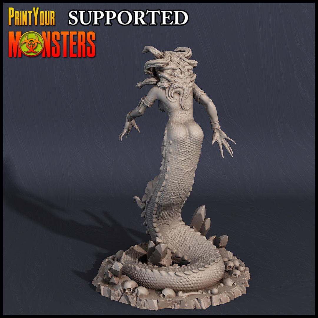 3D Printed Print Your Monsters Dark Elves Medusa 28mm - 32mm D&D Wargaming - 3D Printing Boss 
