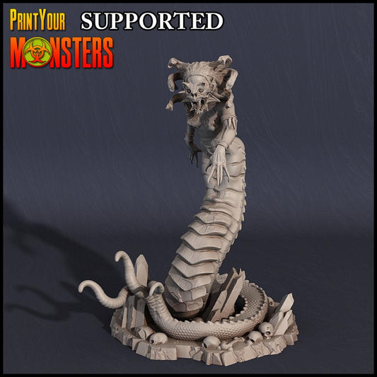 3D Printed Print Your Monsters Dark Elves Medusa 28mm - 32mm D&D Wargaming - 3D Printing Boss 