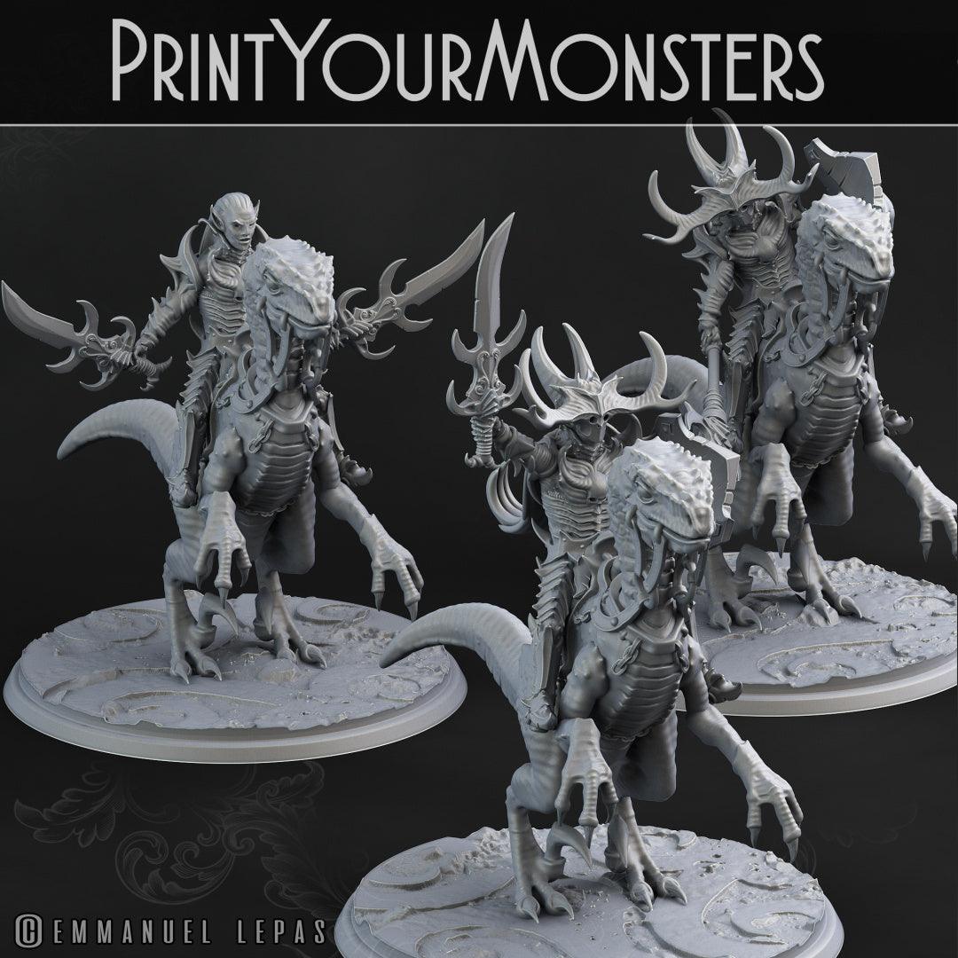 3D Printed Print Your Monsters Dark Elves Rider Set A 28mm - 32mm D&D Wargaming - 3D Printing Boss 