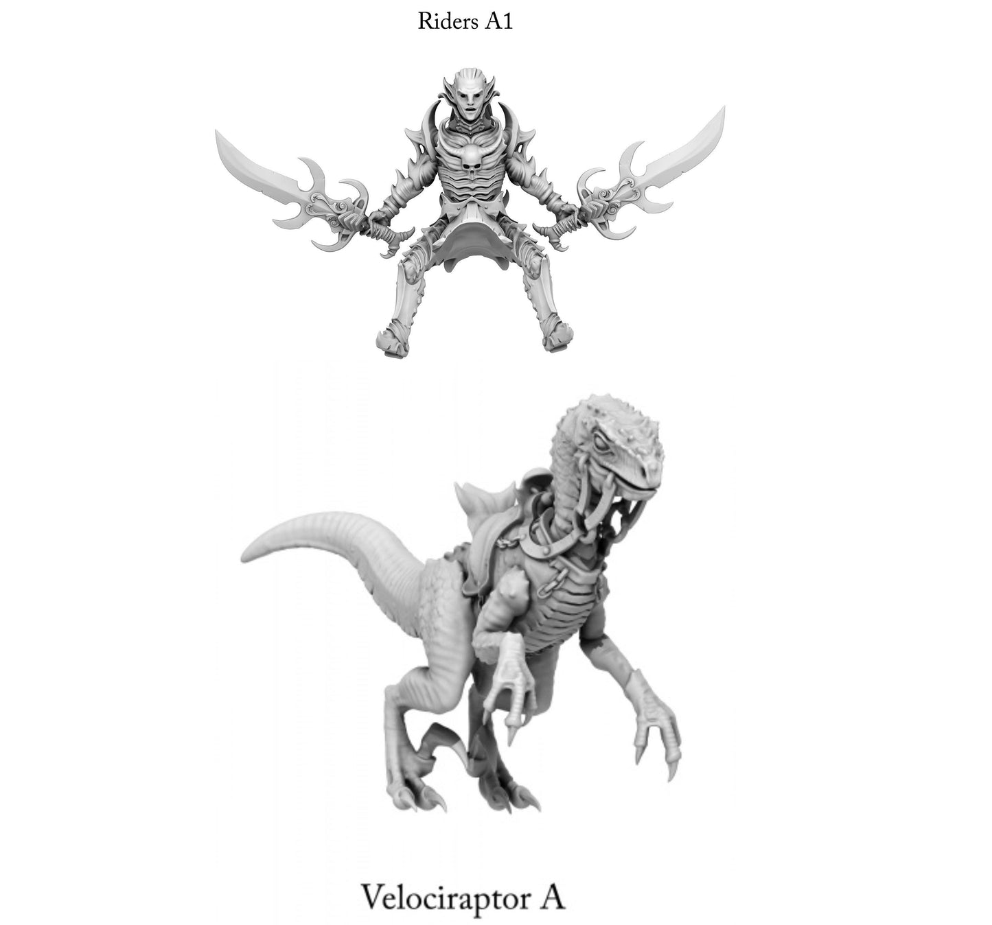 3D Printed Print Your Monsters Dark Elves Rider Set A 28mm - 32mm D&D Wargaming - 3D Printing Boss 