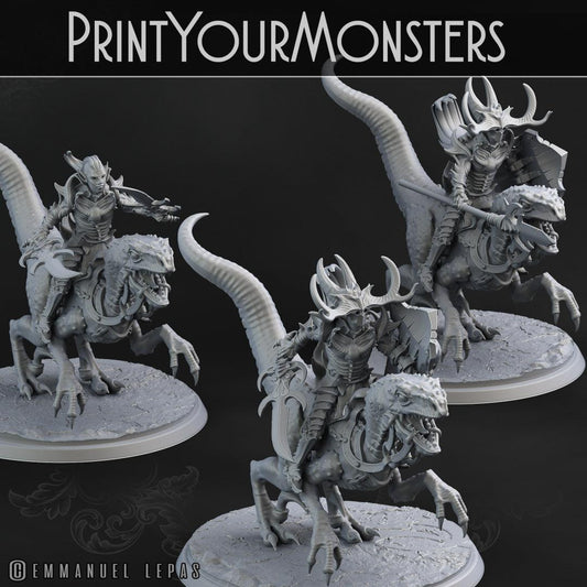 3D Printed Print Your Monsters Dark Elves Rider Set B 28mm - 32mm D&D Wargaming - 3D Printing Boss 