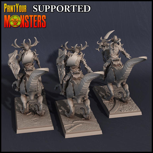 3D Printed Print Your Monsters Dark Elves Rider Set B 28mm - 32mm D&D Wargaming - 3D Printing Boss 