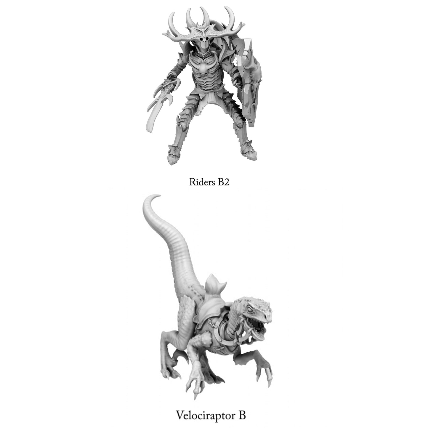 3D Printed Print Your Monsters Dark Elves Rider Set B 28mm - 32mm D&D Wargaming - 3D Printing Boss 