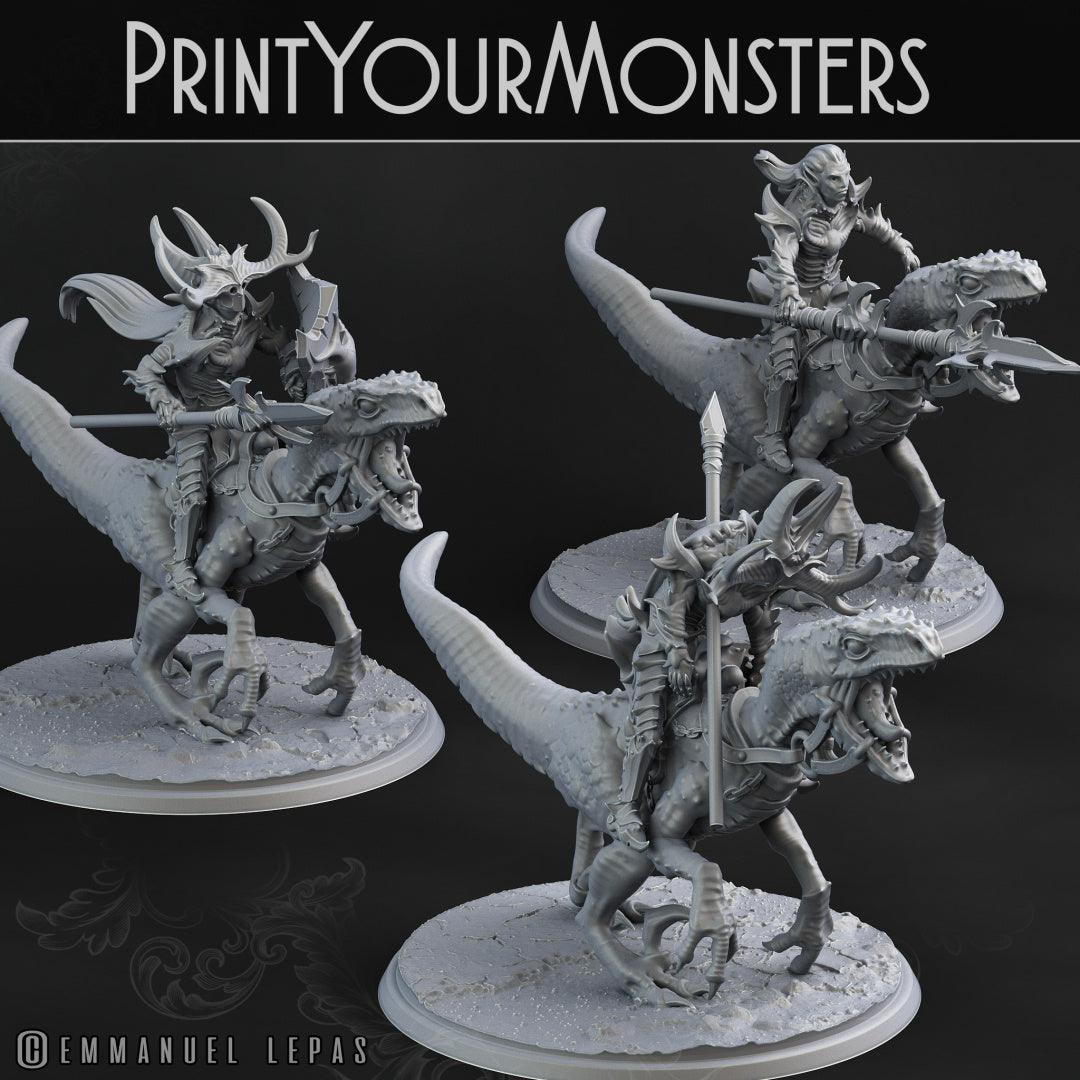 3D Printed Print Your Monsters Dark Elves Rider Set C 28mm - 32mm D&D Wargaming - 3D Printing Boss 