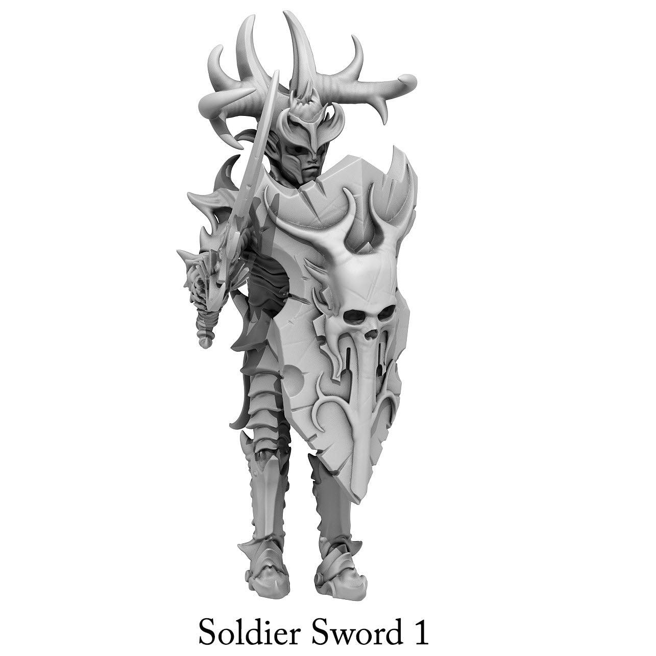 3D Printed Print Your Monsters Dark Elves Sword Soldiers Set 28mm - 32mm D&D Wargaming - 3D Printing Boss 