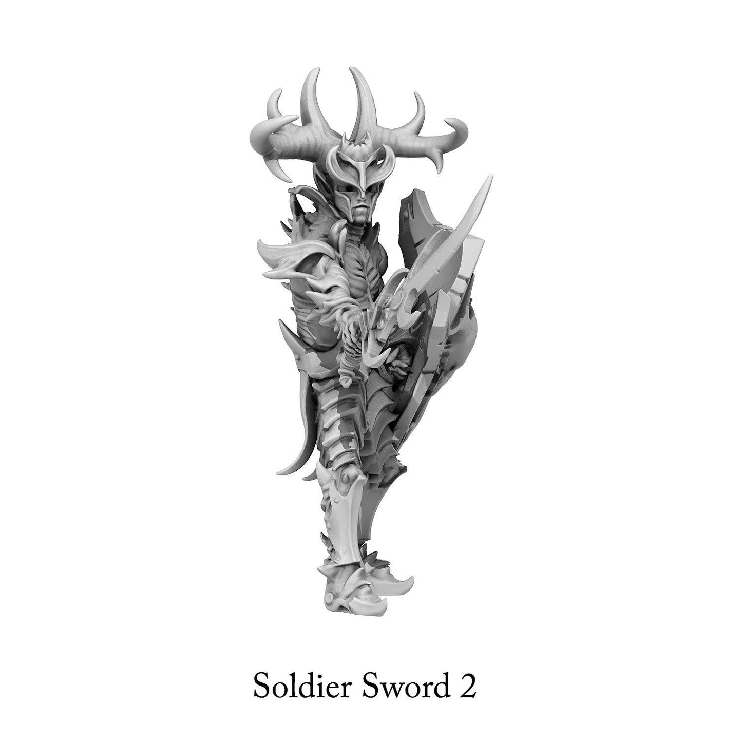 3D Printed Print Your Monsters Dark Elves Sword Soldiers Set 28mm - 32mm D&D Wargaming - 3D Printing Boss 