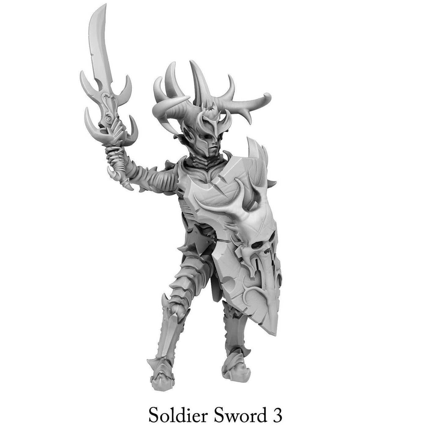 3D Printed Print Your Monsters Dark Elves Sword Soldiers Set 28mm - 32mm D&D Wargaming - 3D Printing Boss 