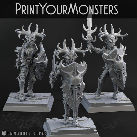 3D Printed Print Your Monsters Dark Elves Sword Soldiers Set 28mm - 32mm D&D Wargaming - 3D Printing Boss 