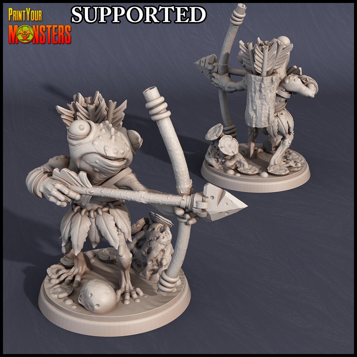 3D Printed Print Your Monsters Frog Bow Warrior Swamp Invasion 28mm - 32mm D&D Wargaming - 3D Printing Boss 