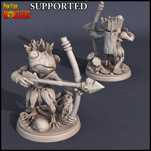 3D Printed Print Your Monsters Frog Bow Warrior Swamp Invasion 28mm - 32mm D&D Wargaming - 3D Printing Boss 