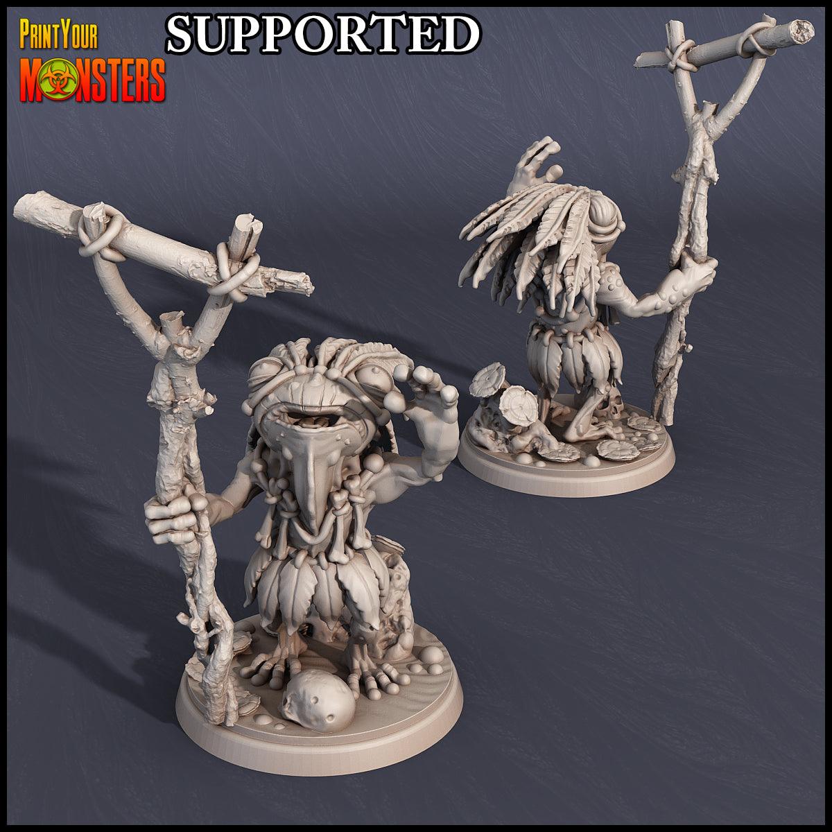 3D Printed Print Your Monsters Frog Chaman Swamp Invasion 28mm - 32mm D&D Wargaming - 3D Printing Boss 