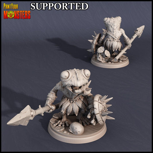 3D Printed Print Your Monsters Frog Lancer Swamp Invasion 28mm - 32mm D&D Wargaming - 3D Printing Boss 