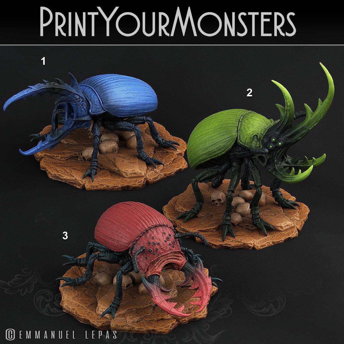 3D Printed Print Your Monsters Giant Beetles Total Insects 28mm - 32mm D&D Wargaming - 3D Printing Boss 