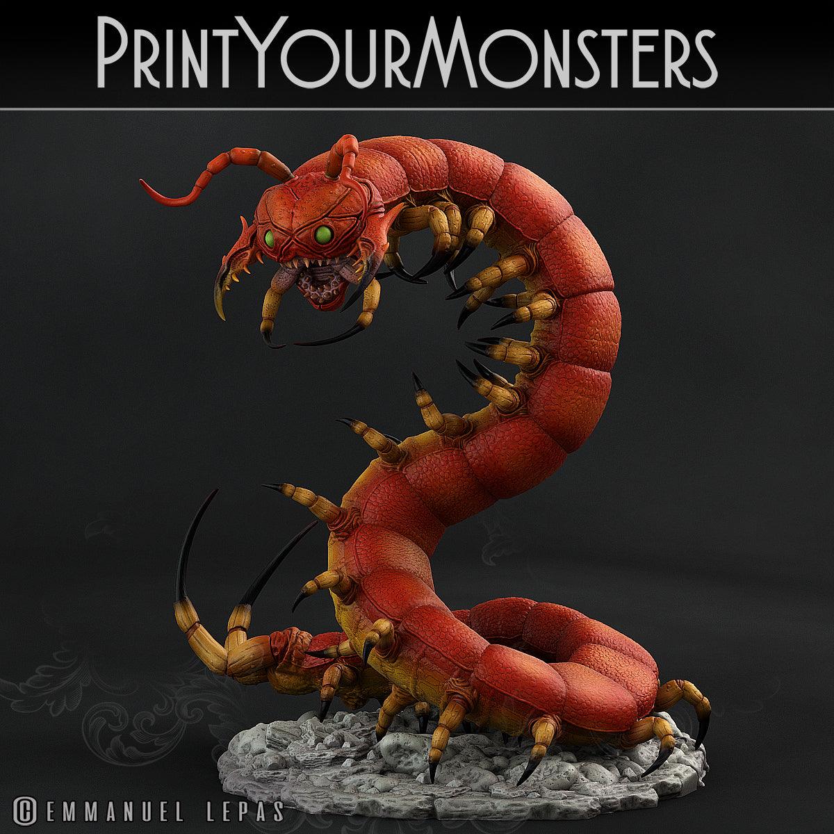 3D Printed Print Your Monsters Giant Centipede Total Insects 28mm - 32mm D&D Wargaming - 3D Printing Boss 