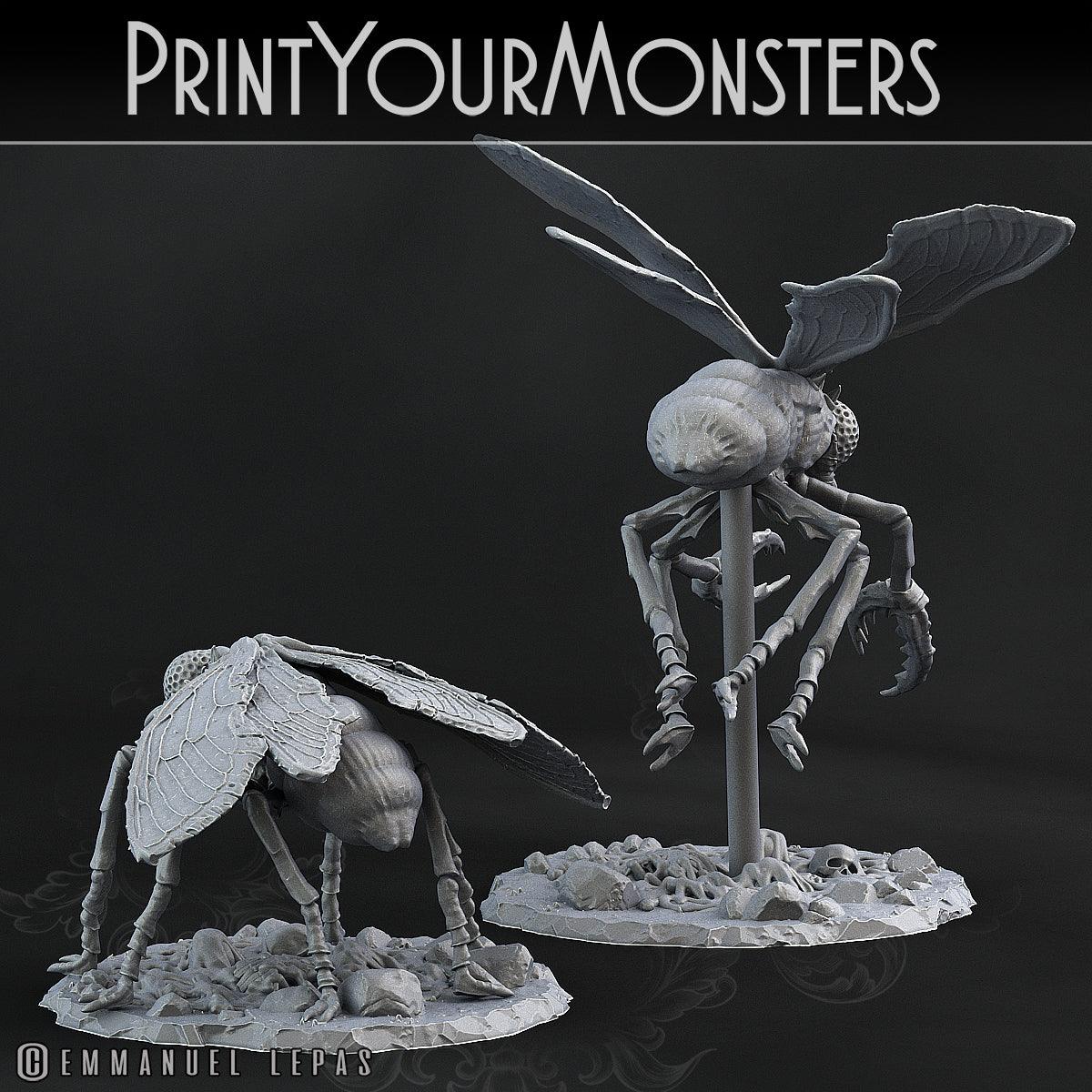 3D Printed Print Your Monsters Giant Flies Total Insects 28mm - 32mm D&D Wargaming - 3D Printing Boss 