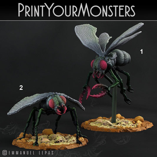 3D Printed Print Your Monsters Giant Flies Total Insects 28mm - 32mm D&D Wargaming - 3D Printing Boss 