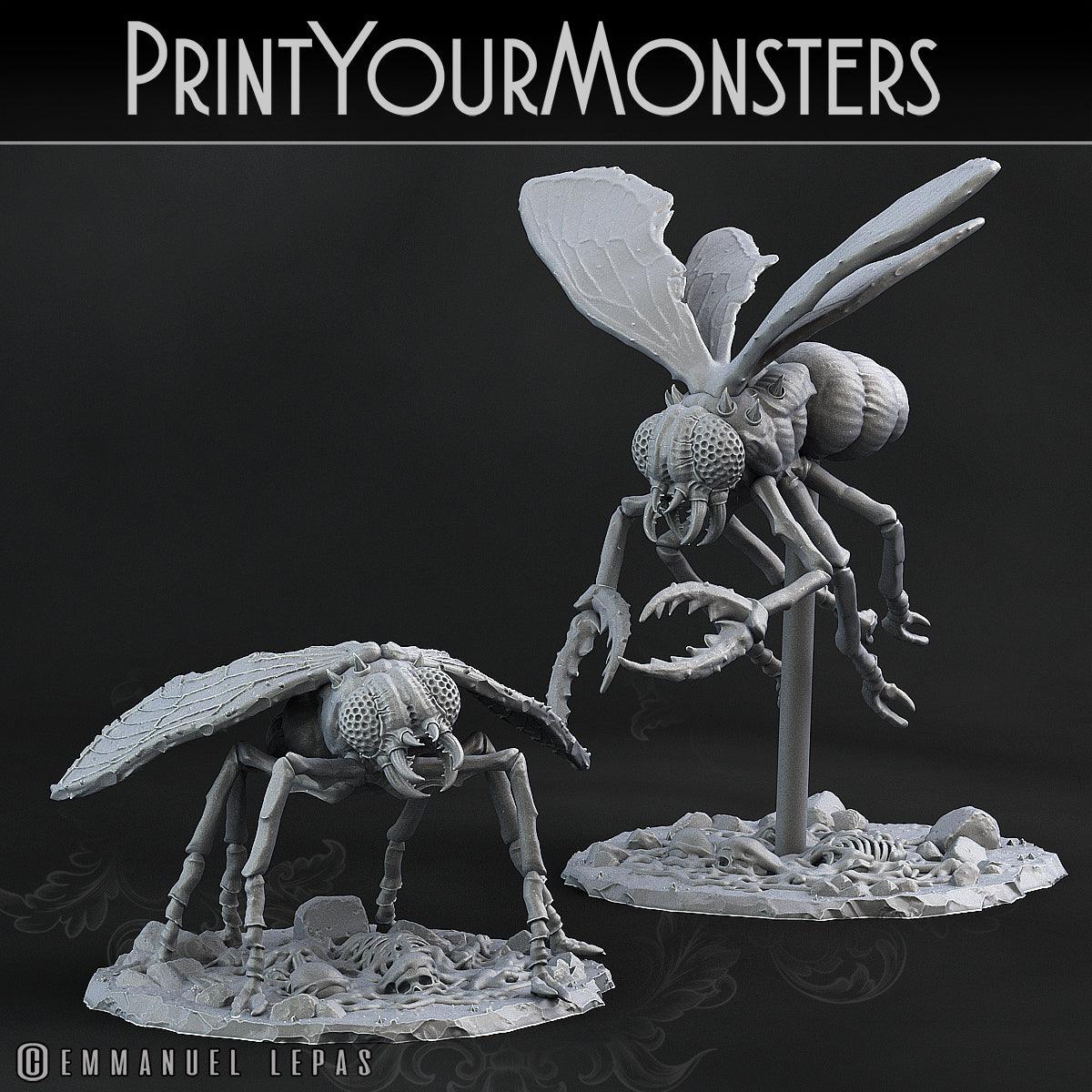 3D Printed Print Your Monsters Giant Flies Total Insects 28mm - 32mm D&D Wargaming - 3D Printing Boss 