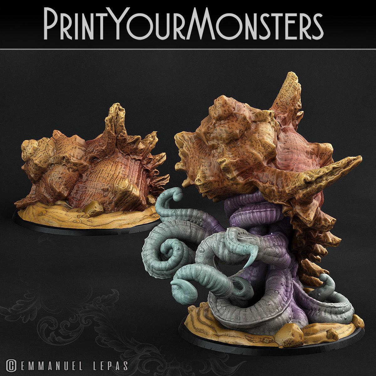 3D Printed Print Your Monsters Giant Shells Lurkers of the Deep 28mm - 32mm D&D Wargaming - 3D Printing Boss 