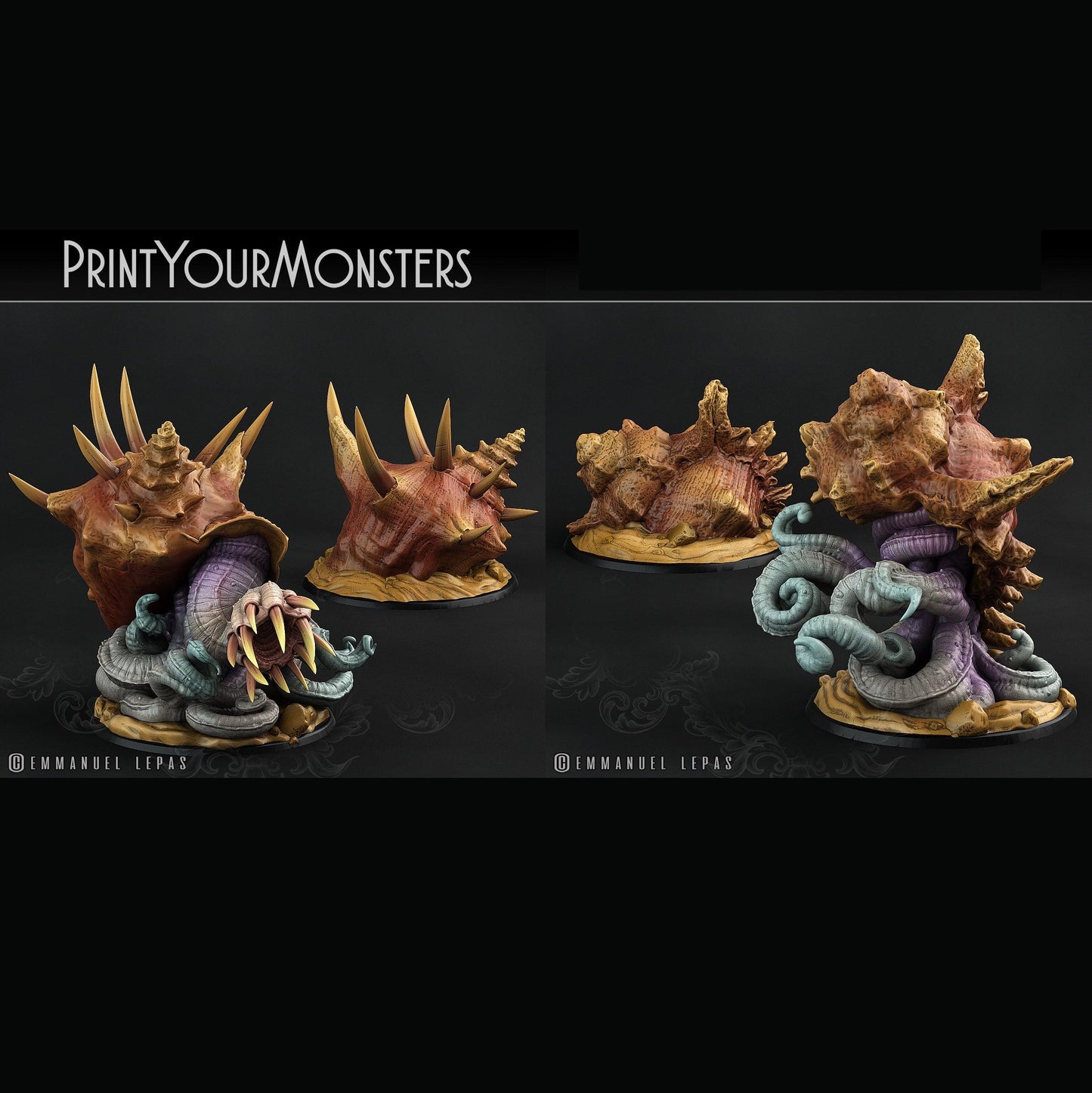 3D Printed Print Your Monsters Giant Shells Lurkers of the Deep 28mm - 32mm D&D Wargaming - 3D Printing Boss 