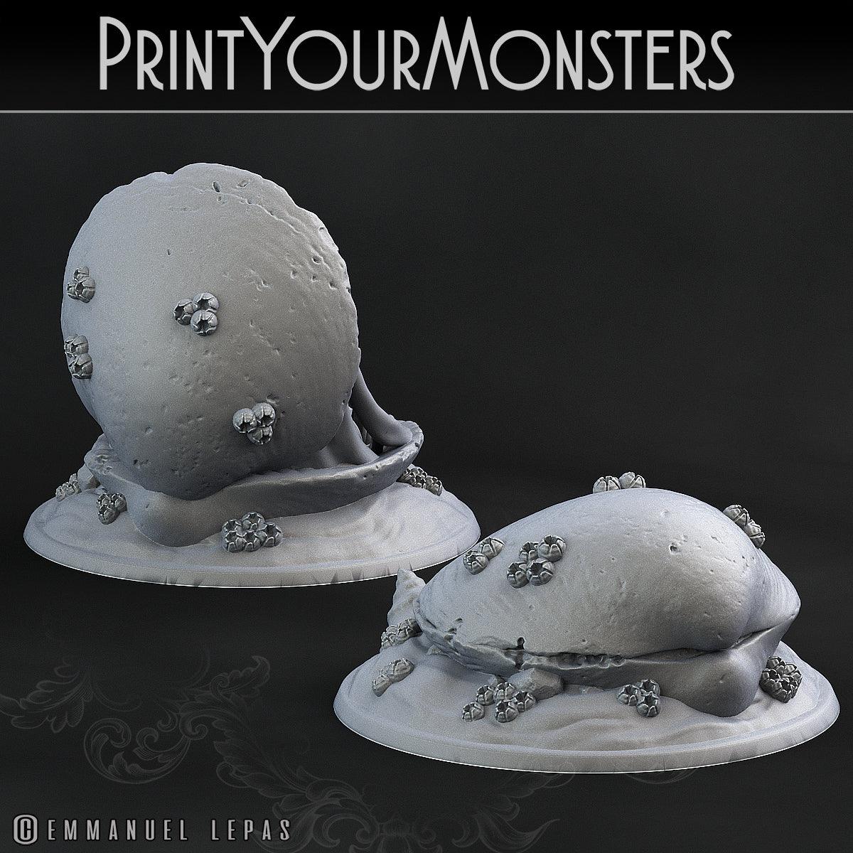 3D Printed Print Your Monsters Giants Clams Lurkers of the Deep 28mm - 32mm D&D Wargaming - 3D Printing Boss 