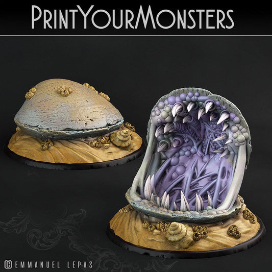 3D Printed Print Your Monsters Giants Clams Lurkers of the Deep 28mm - 32mm D&D Wargaming - 3D Printing Boss 