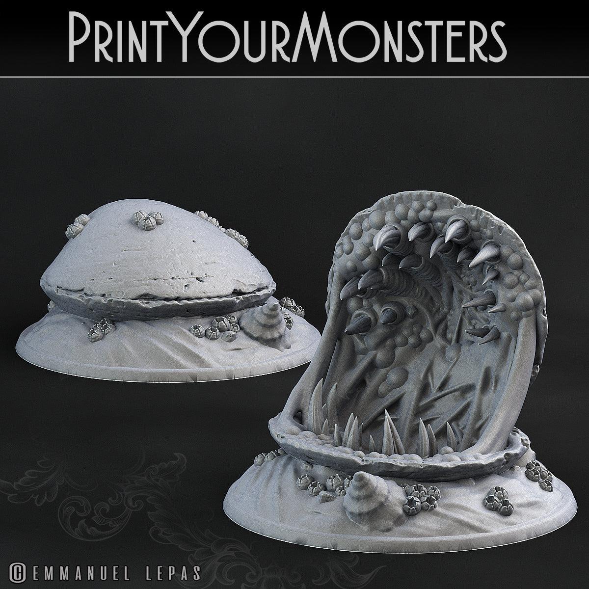 3D Printed Print Your Monsters Giants Clams Lurkers of the Deep 28mm - 32mm D&D Wargaming - 3D Printing Boss 