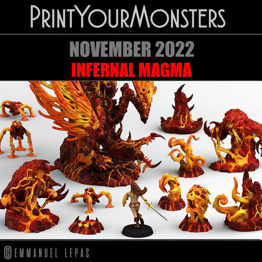 3D Printed Print Your Monsters Infernal Magma Set 28mm - 32mm D&D Wargaming - 3D Printing Boss 
