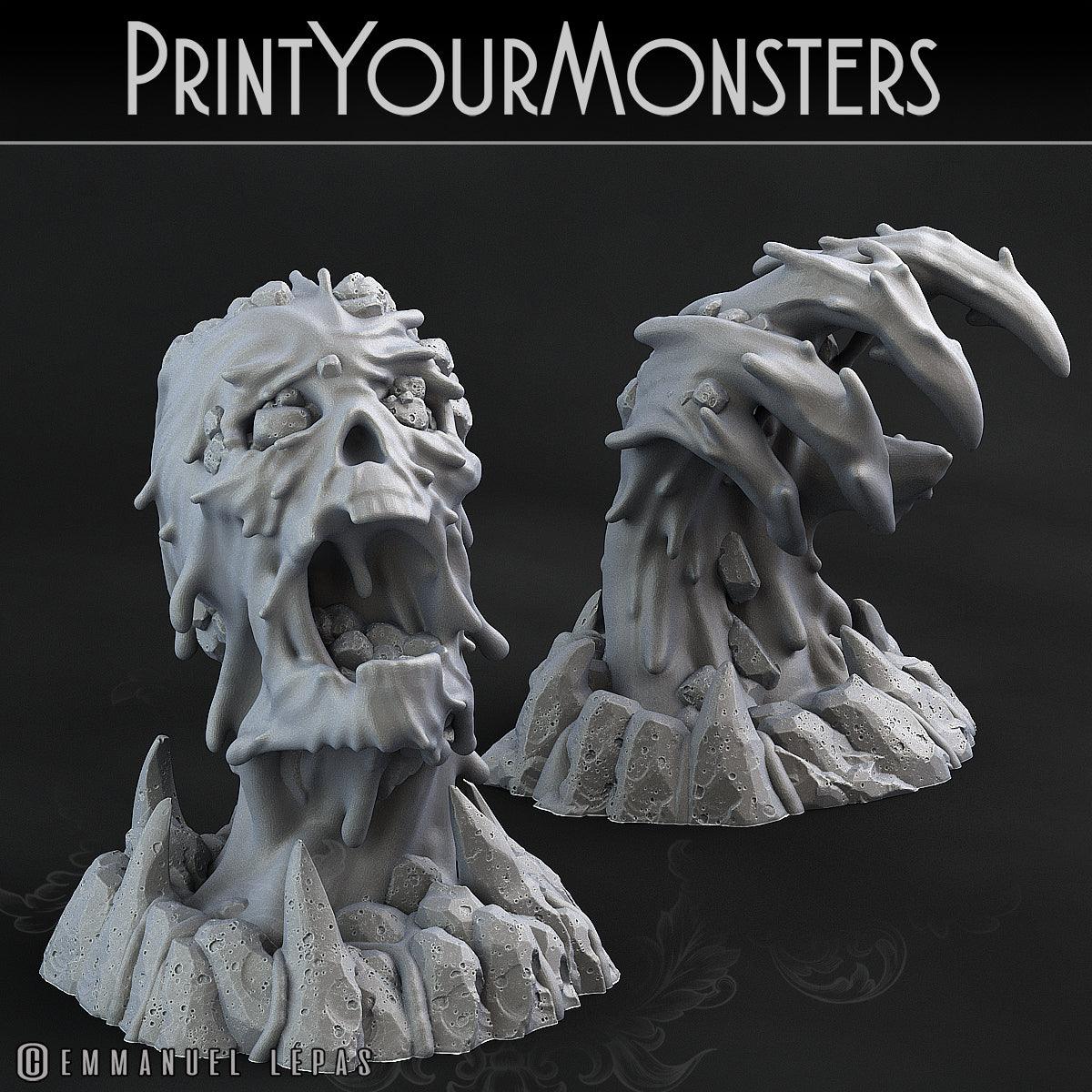3D Printed Print Your Monsters Infernal Magma Skull and Hand 28mm - 32mm D&D Wargaming - 3D Printing Boss 