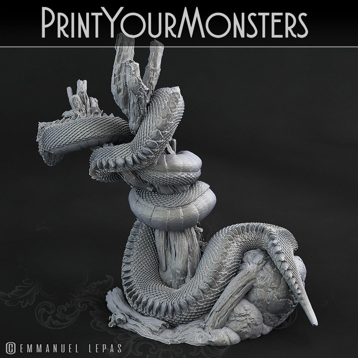3D Printed Print Your Monsters Legendary Rattlesnake Total Serpents 28mm - 32mm D&D Wargaming - 3D Printing Boss 