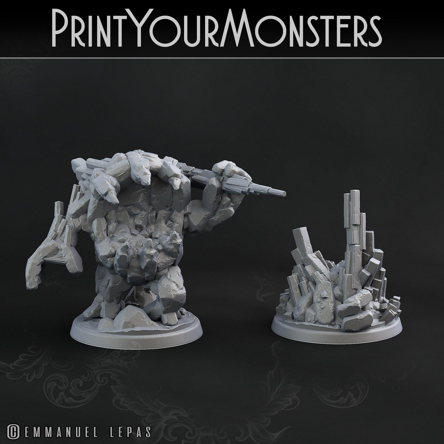 3D Printed Print Your Monsters Little Golem Set 28mm - 32mm D&D Wargaming - 3D Printing Boss 